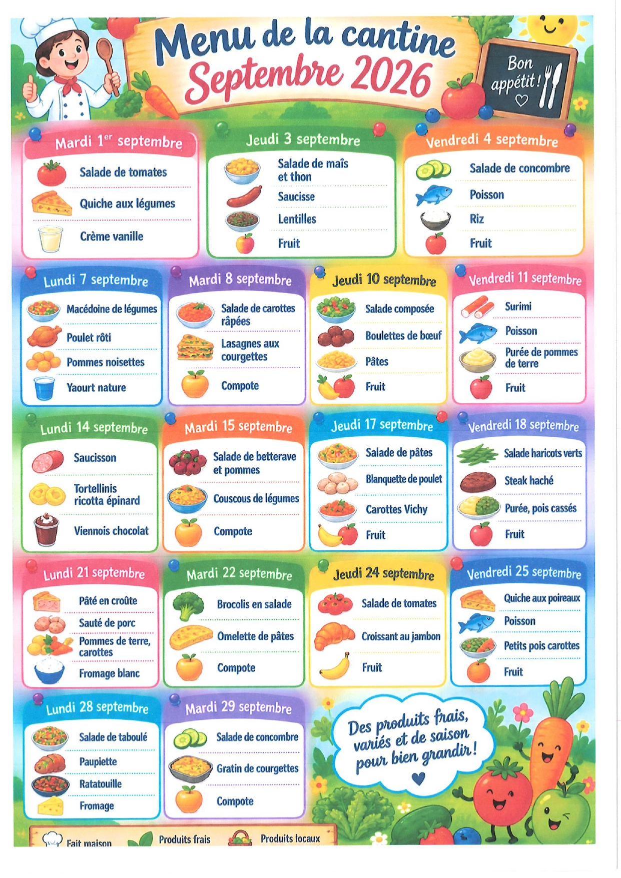 Menu septembre